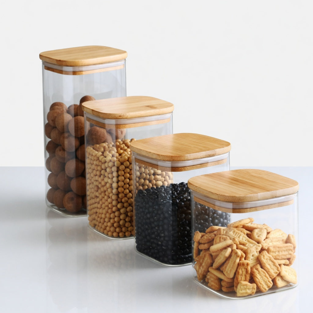 Glass Spice Jar with Bamboo Lid | Airtight Storage Canister