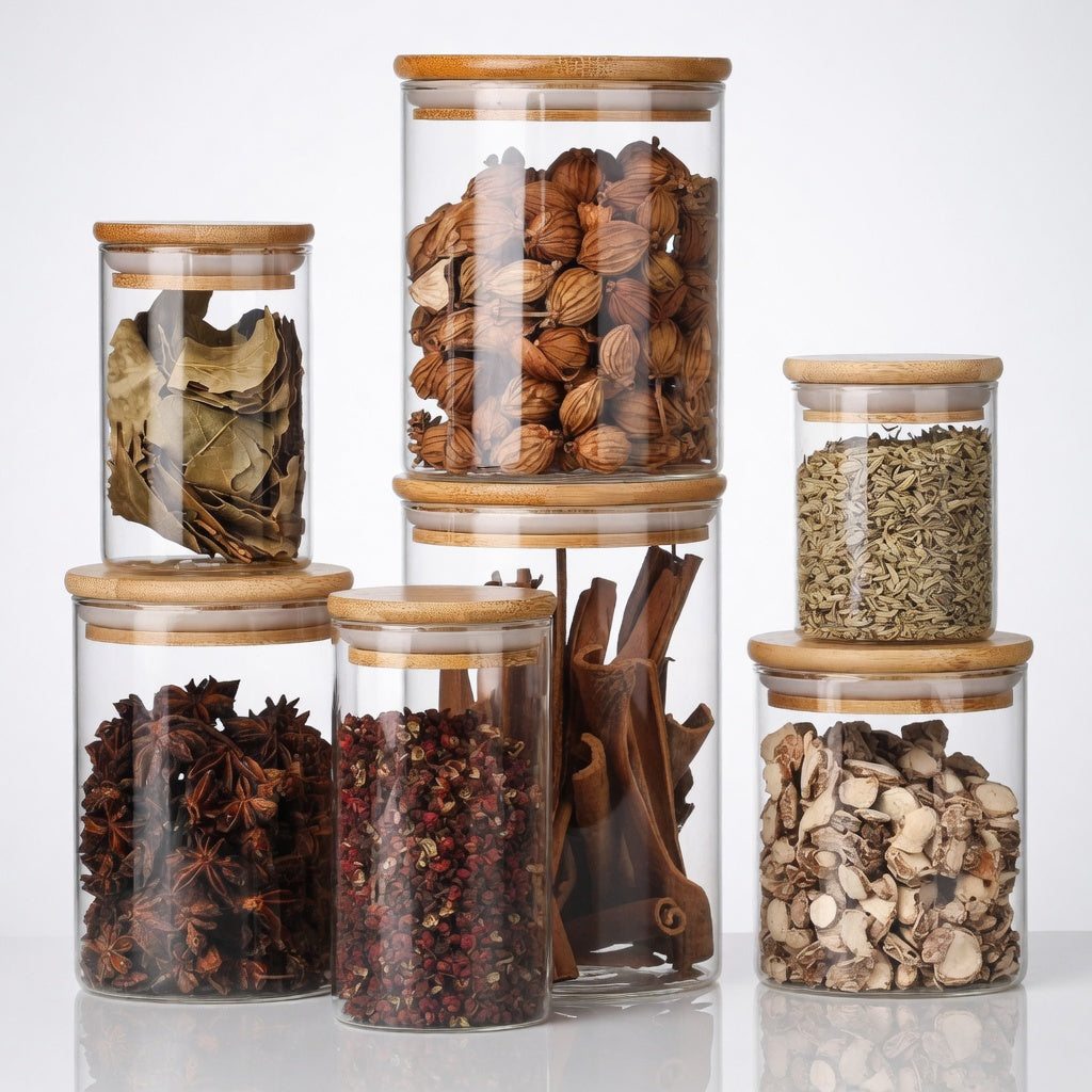 Glass Food Storage Jar with Wooden Lid | Airtight Kitchen Canister