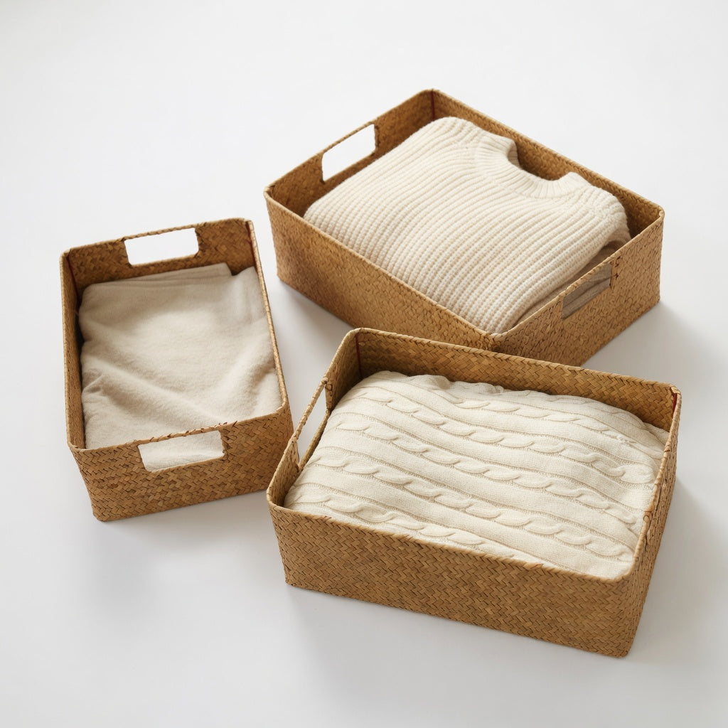 Woven Seagrass Basket | Natural Wicker Storage for Home & Kitchen