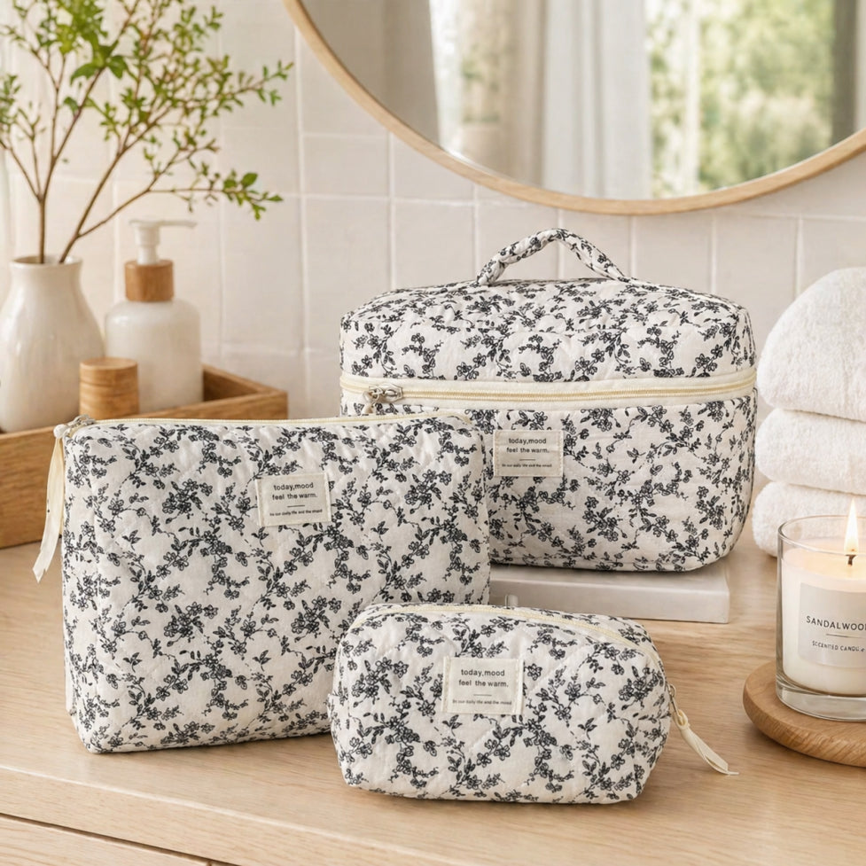 Floral Quilted Cotton Bag | Cosmetic, Handbag & Tote Styles