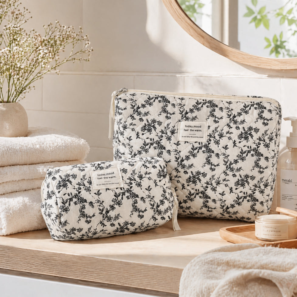 Floral Quilted Cotton Bag | Cosmetic, Handbag & Tote Styles