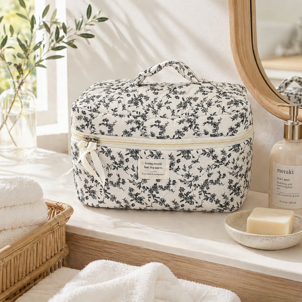 Floral Quilted Cotton Bag | Cosmetic, Handbag & Tote Styles