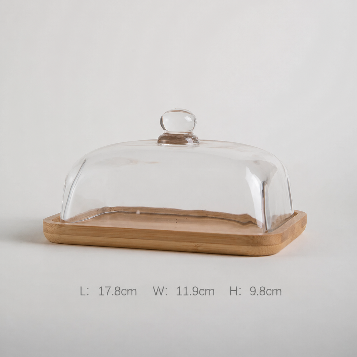 Bamboo & Glass Cake Stand | Serving Plate with Optional Cover