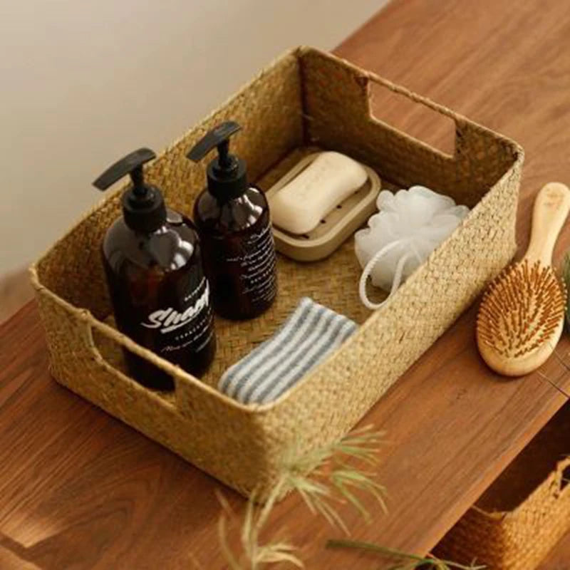 Woven Seagrass Basket | Natural Wicker Storage for Home & Kitchen