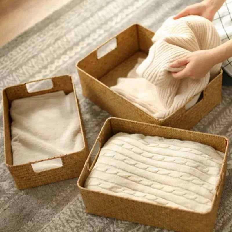 Woven Seagrass Basket | Natural Wicker Storage for Home & Kitchen