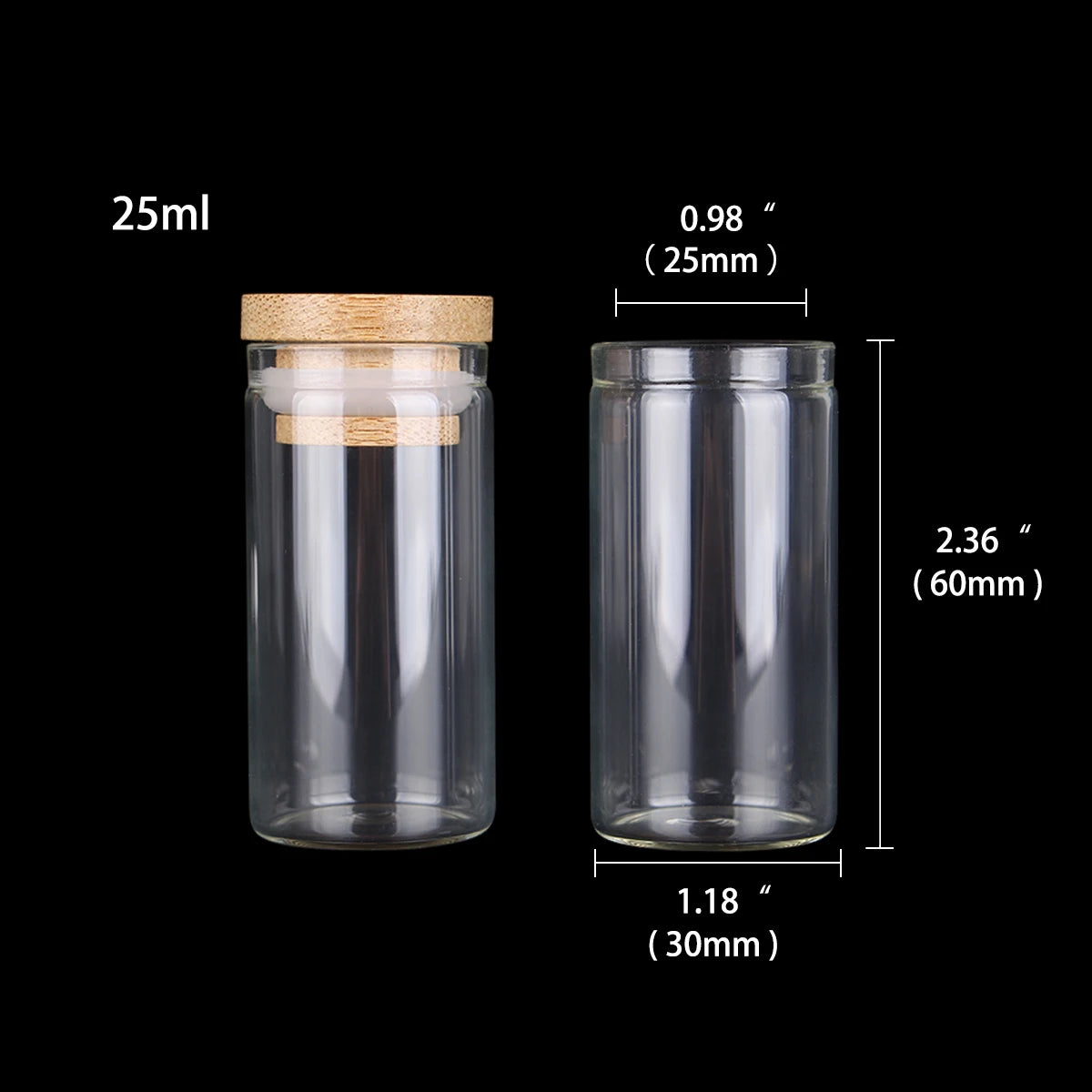 Mini Glass Bottles with Bamboo Caps | Set of 12 | Spice Jars & DIY Crafts