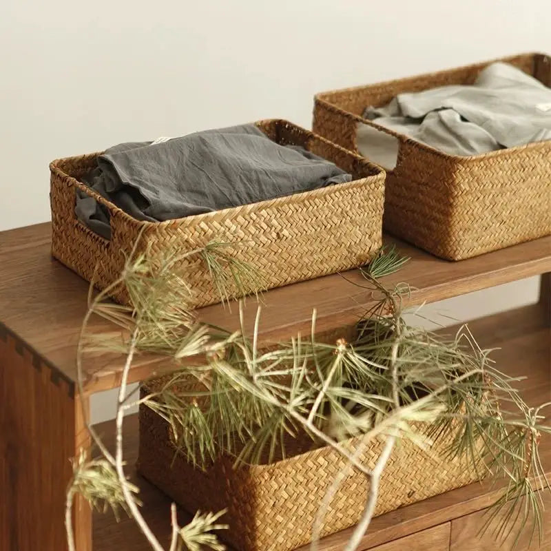Woven Seagrass Basket | Natural Wicker Storage for Home & Kitchen