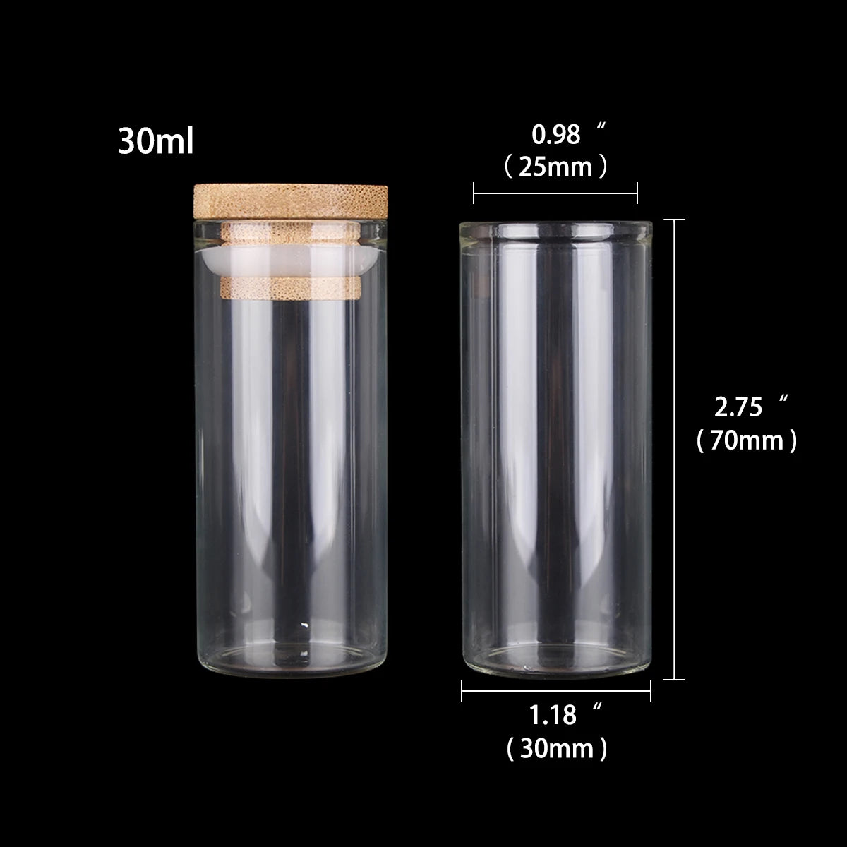 Mini Glass Bottles with Bamboo Caps | Set of 12 | Spice Jars & DIY Crafts