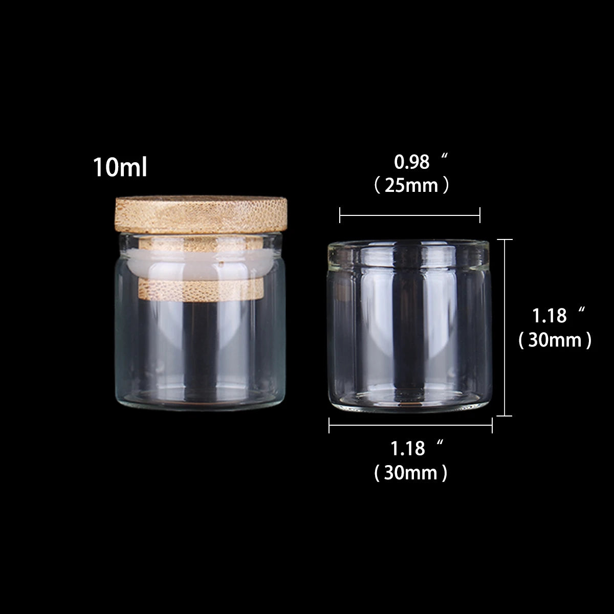 Mini Glass Bottles with Bamboo Caps | Set of 12 | Spice Jars & DIY Crafts