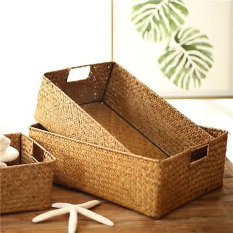 Woven Seagrass Basket | Natural Wicker Storage for Home & Kitchen