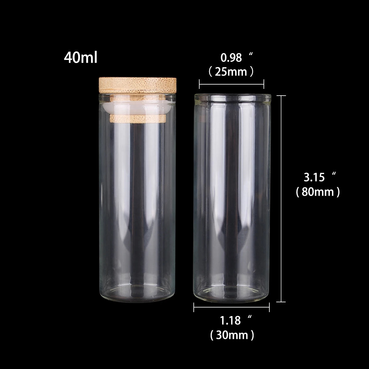Mini Glass Bottles with Bamboo Caps | Set of 12 | Spice Jars & DIY Crafts