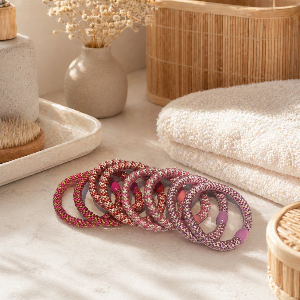 Colourful Elastic Hair Ties | Set of 8 | 19 Colours