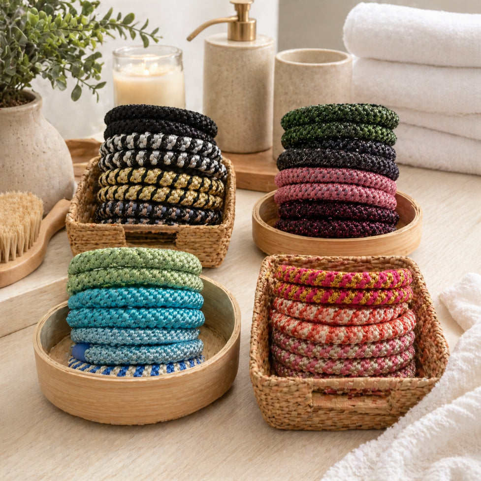 Colourful Elastic Hair Ties | Set of 8 | 19 Colours