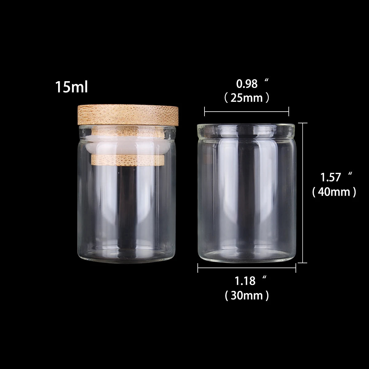 Mini Glass Bottles with Bamboo Caps | Set of 12 | Spice Jars & DIY Crafts