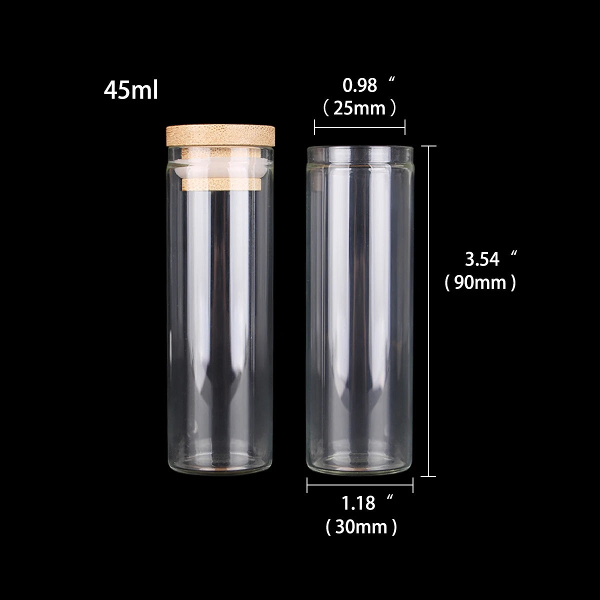 Mini Glass Bottles with Bamboo Caps | Set of 12 | Spice Jars & DIY Crafts