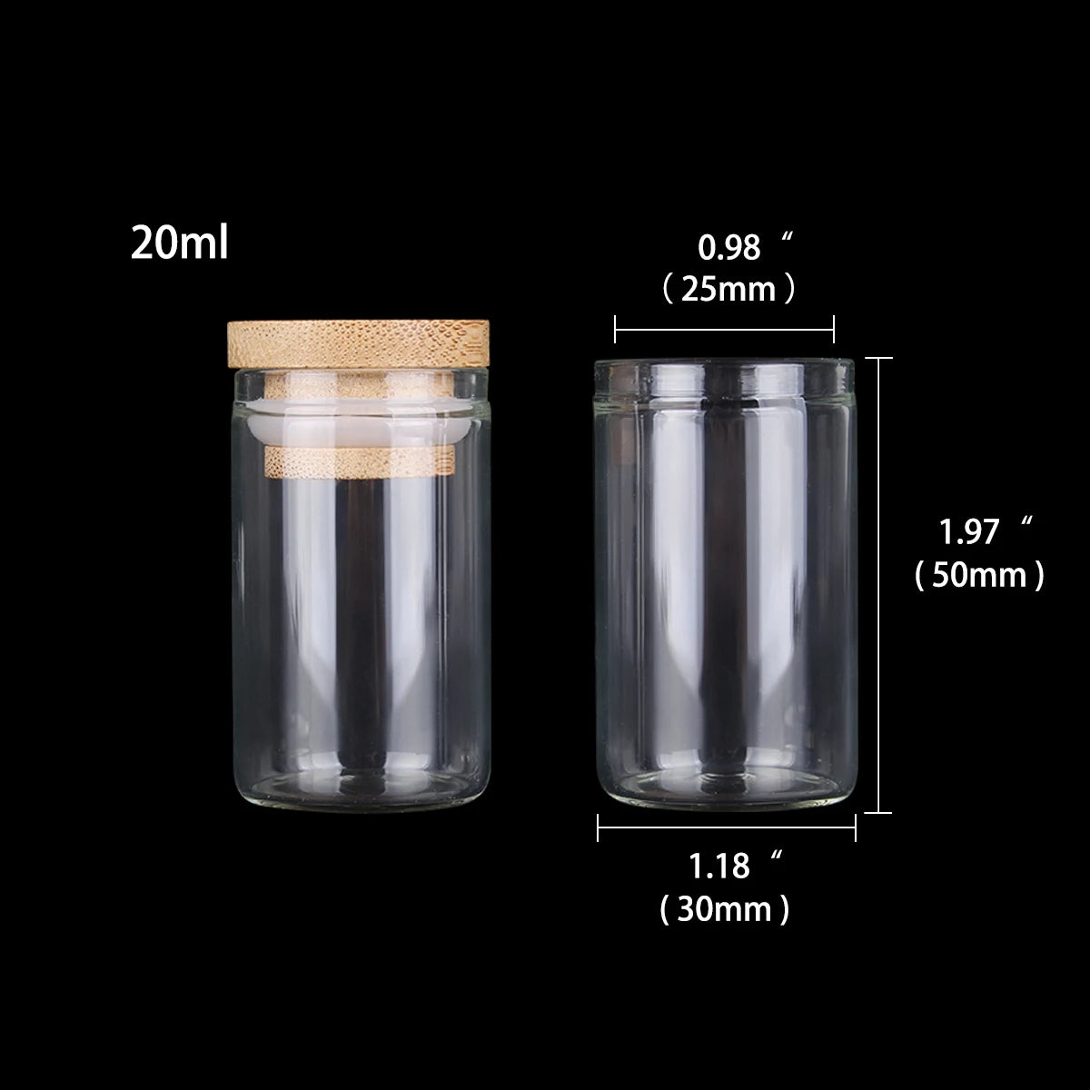 Mini Glass Bottles with Bamboo Caps | Set of 12 | Spice Jars & DIY Crafts