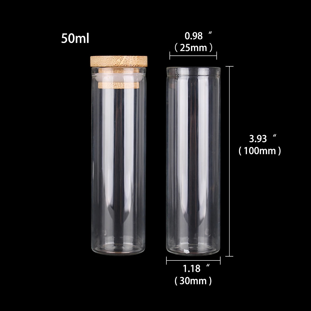 Mini Glass Bottles with Bamboo Caps | Set of 12 | Spice Jars & DIY Crafts