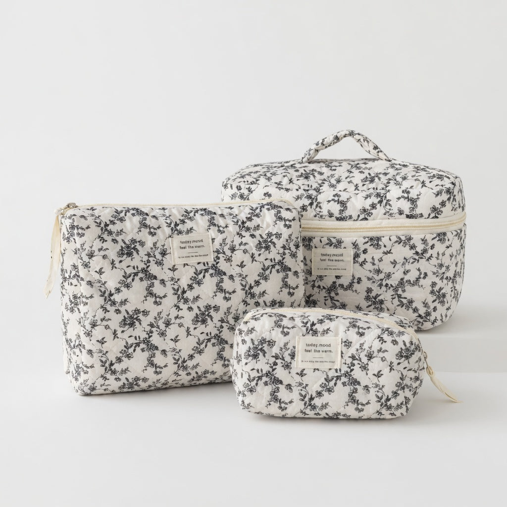 Floral Quilted Cotton Bag | Cosmetic, Handbag & Tote Styles