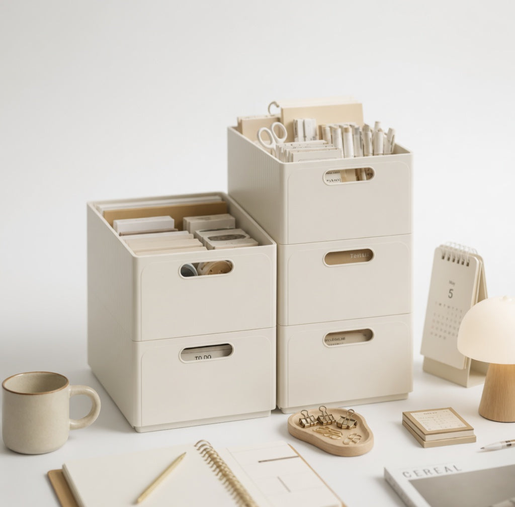 Foldable Kitchen Storage Box | Seasoning & Food Organiser | Beige & Clear