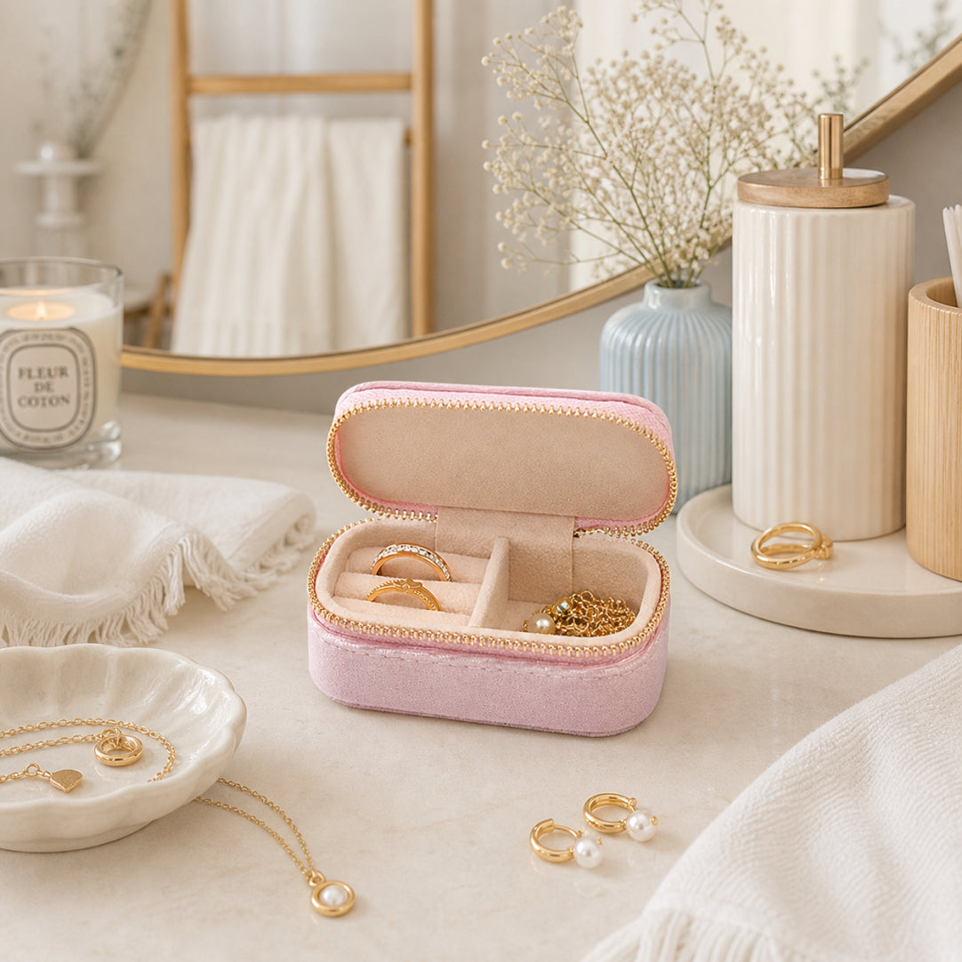 Mini Velvet Jewellery Box | Travel Zipper Case | 6 Colours