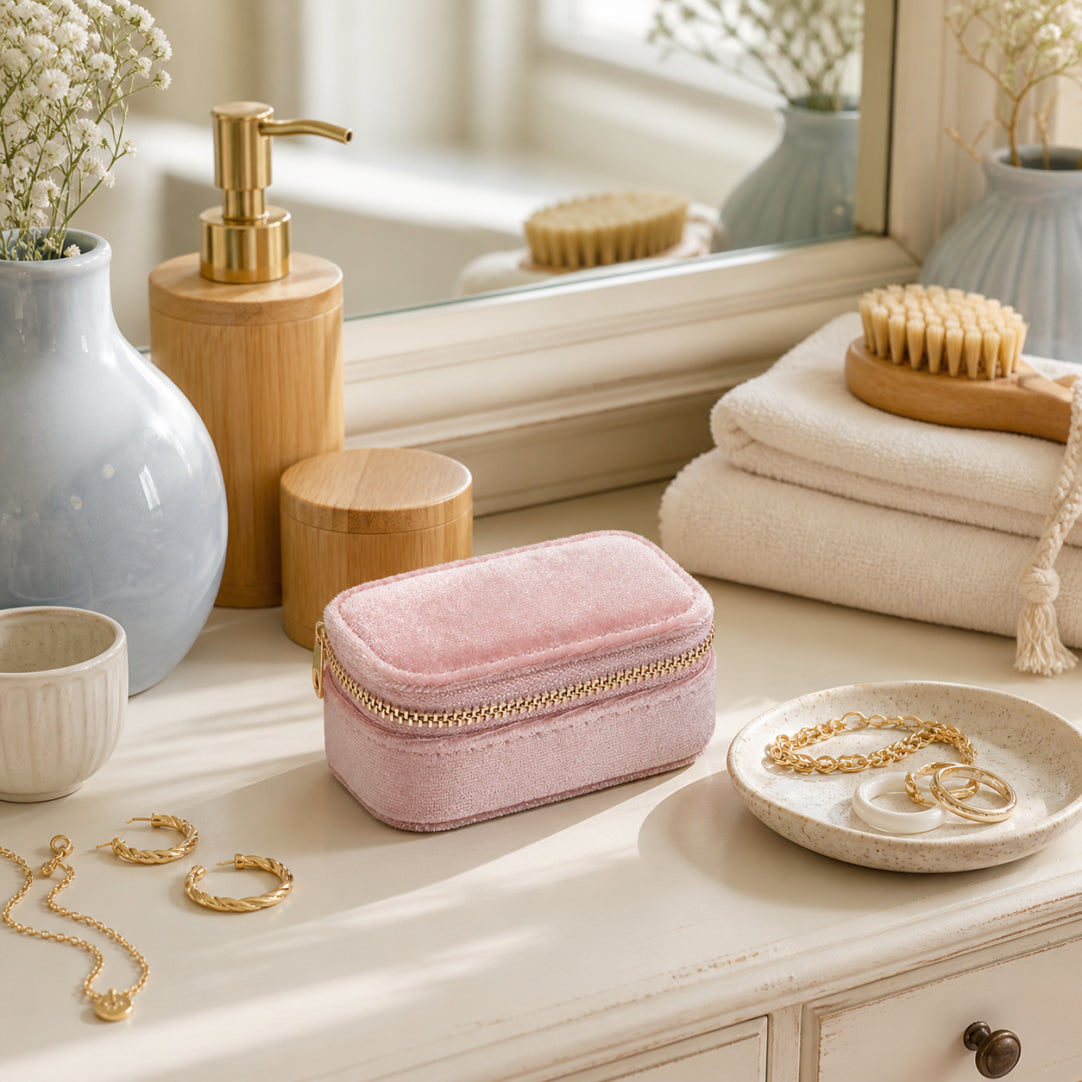 Mini Velvet Jewellery Box | Travel Zipper Case | 6 Colours