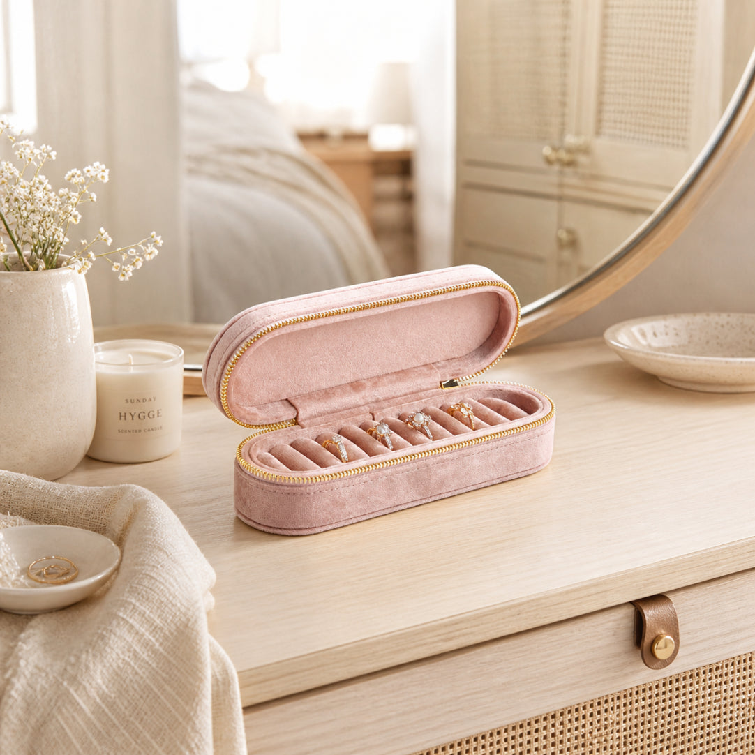 Velvet Ring Storage Box | Portable Jewellery Organiser