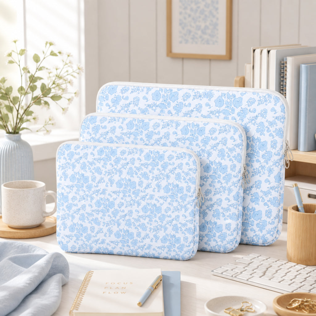 Quilted Floral Laptop Sleeve | 11, 13 & 15 Inch | 8 Colours