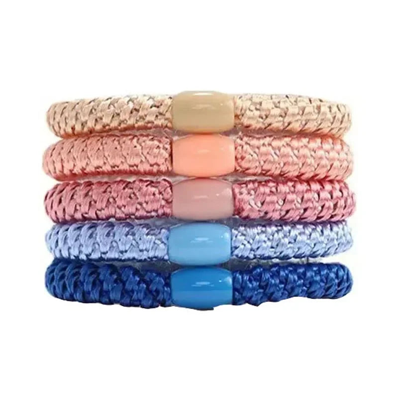 Korean Scrunchie Set | Elastic Hair Ties | Set of 5 | 5 Colour Combos