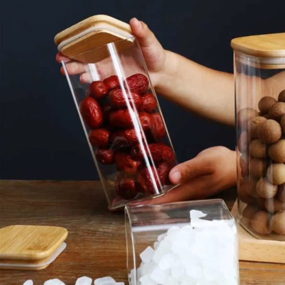 Glass Spice Jar with Bamboo Lid | Airtight Storage Canister