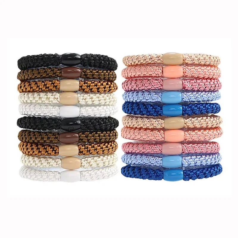 Korean Scrunchie Set | Elastic Hair Ties | Set of 5 | 5 Colour Combos