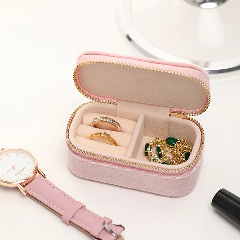 Mini Velvet Jewellery Box | Travel Zipper Case | 6 Colours