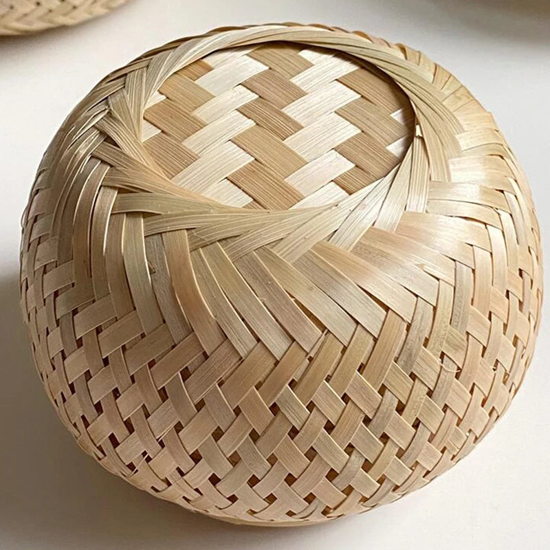 Handwoven Bamboo Storage Basket with Lid | Natural Home Organiser