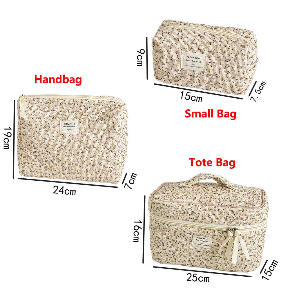 Vintage Floral Quilted Cotton Bag | Cosmetic, Handbag & Tote | Pink & Yellow