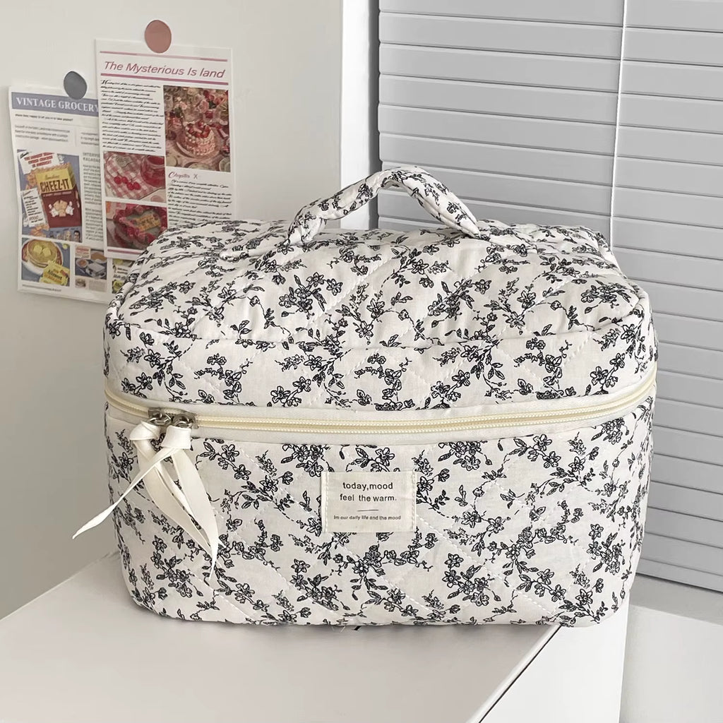 Floral Quilted Cotton Bag | Cosmetic, Handbag & Tote Styles
