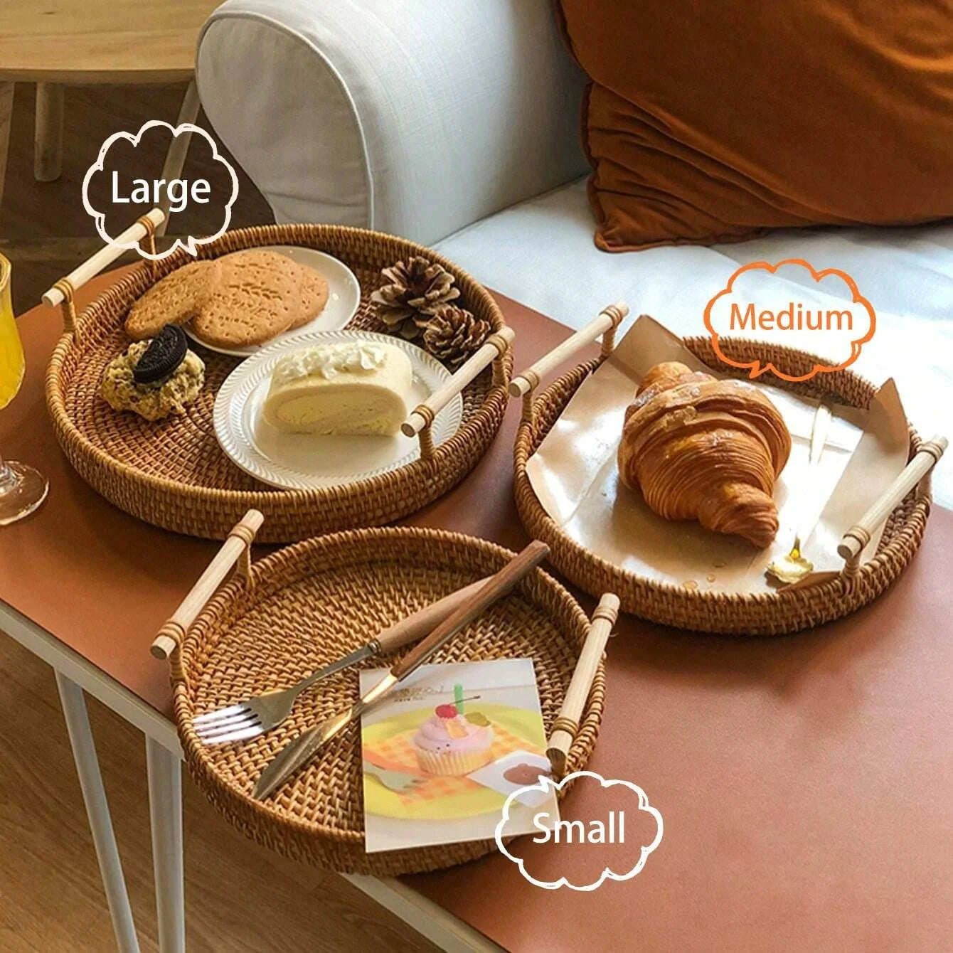 Handwoven Rattan Storage Basket with Lid | 22, 24 & 28 cm