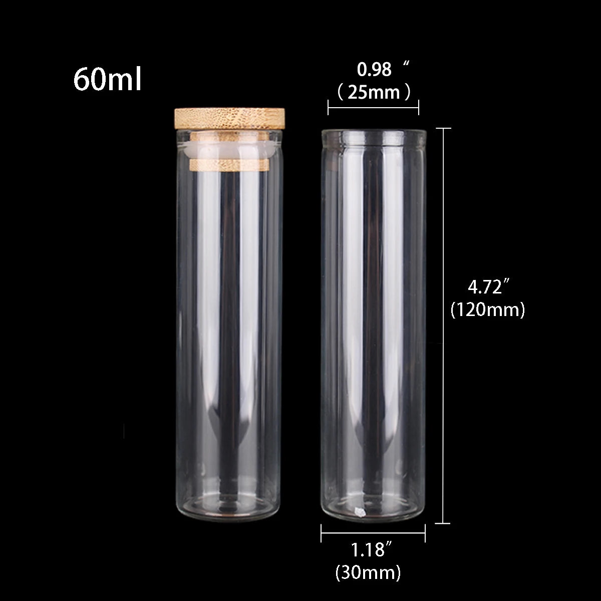 Mini Glass Bottles with Bamboo Caps | Set of 12 | Spice Jars & DIY Crafts