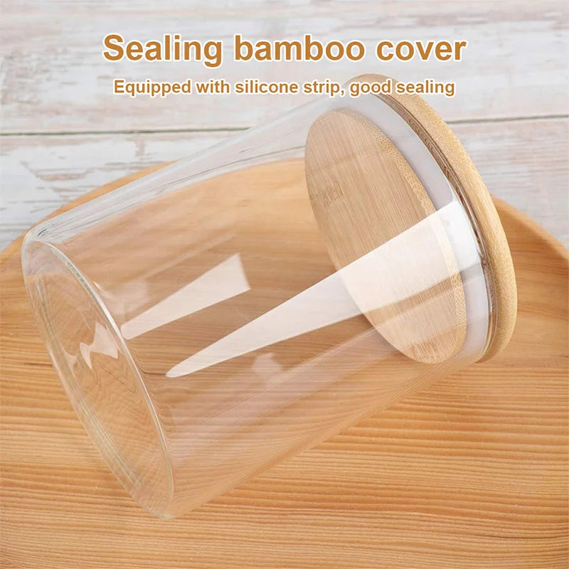 Glass Storage Jars with Bamboo Lids | Set of 5 | Airtight Kitchen Canisters