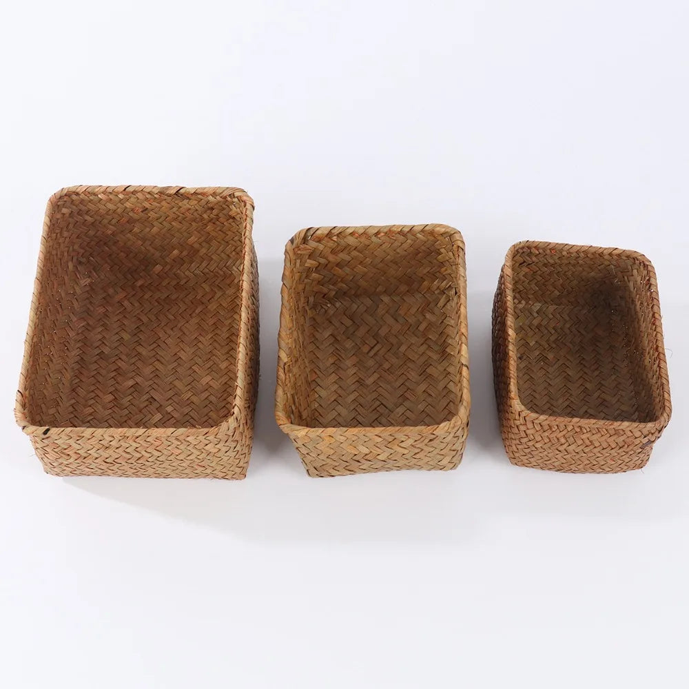 Woven Seagrass Storage Basket | Handmade Home Organizer