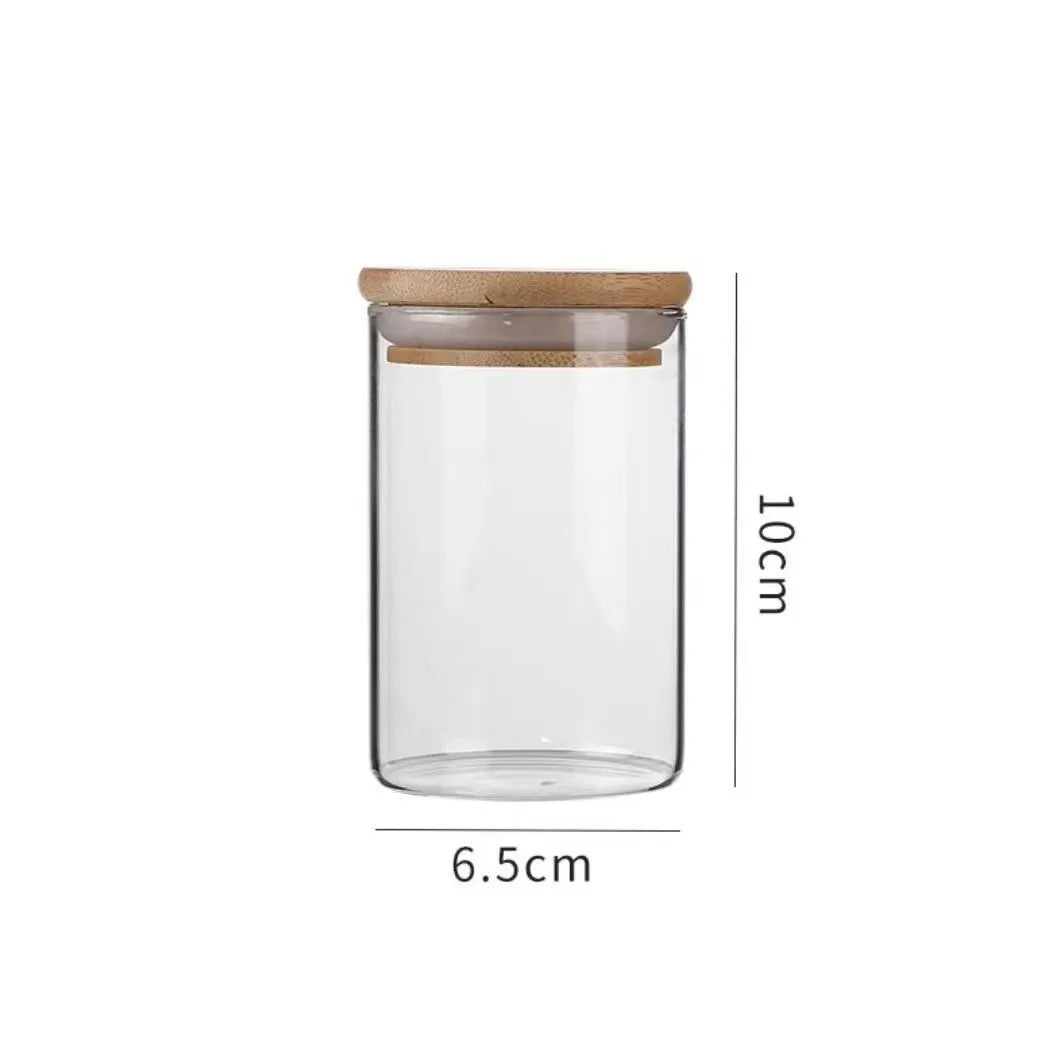 Glass Food Storage Jar with Wooden Lid | Airtight Kitchen Canister
