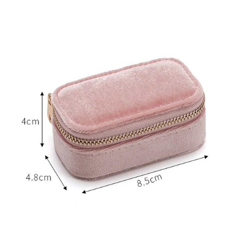 Mini Velvet Jewellery Box | Travel Zipper Case | 6 Colours