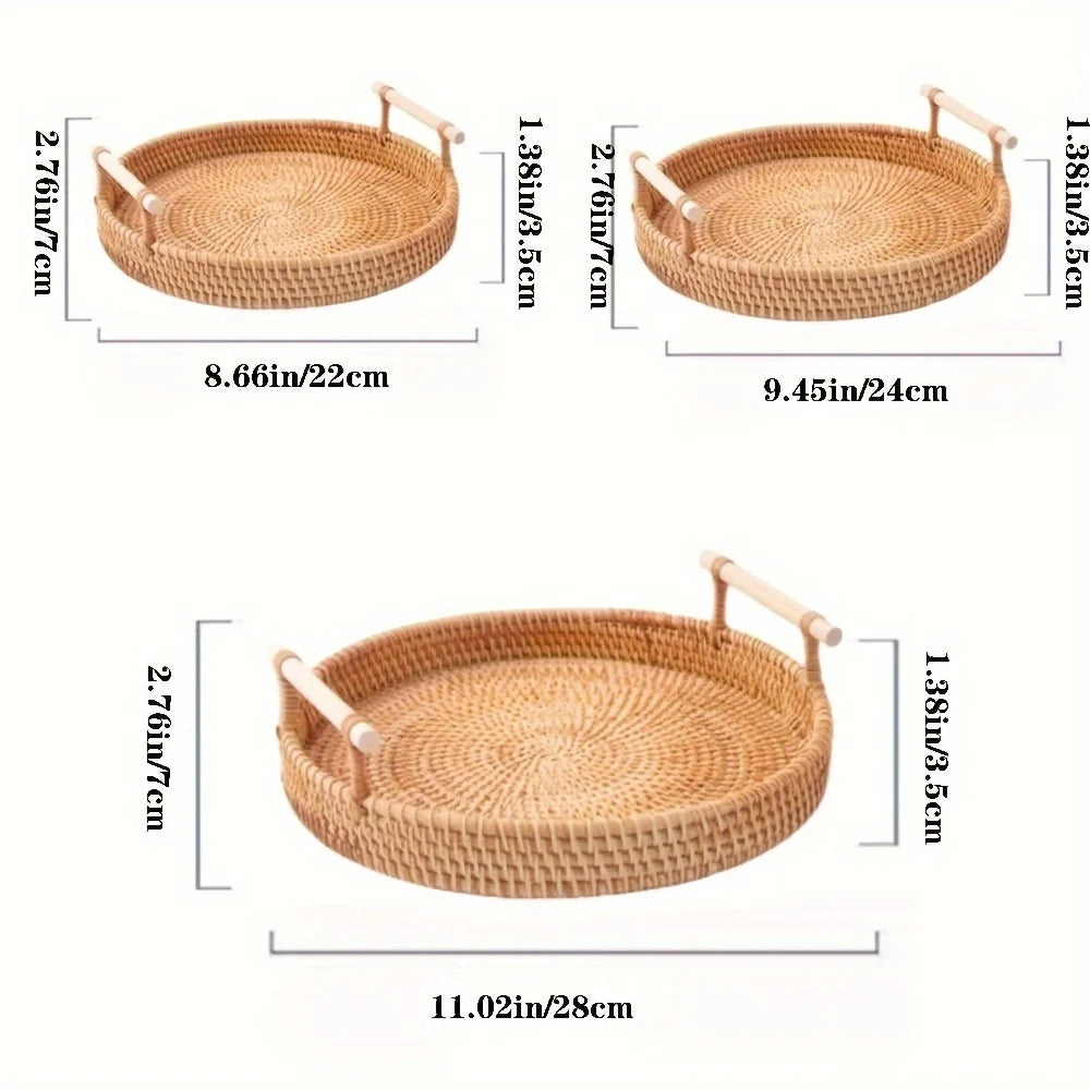 Handwoven Rattan Storage Basket with Lid | 22, 24 & 28 cm