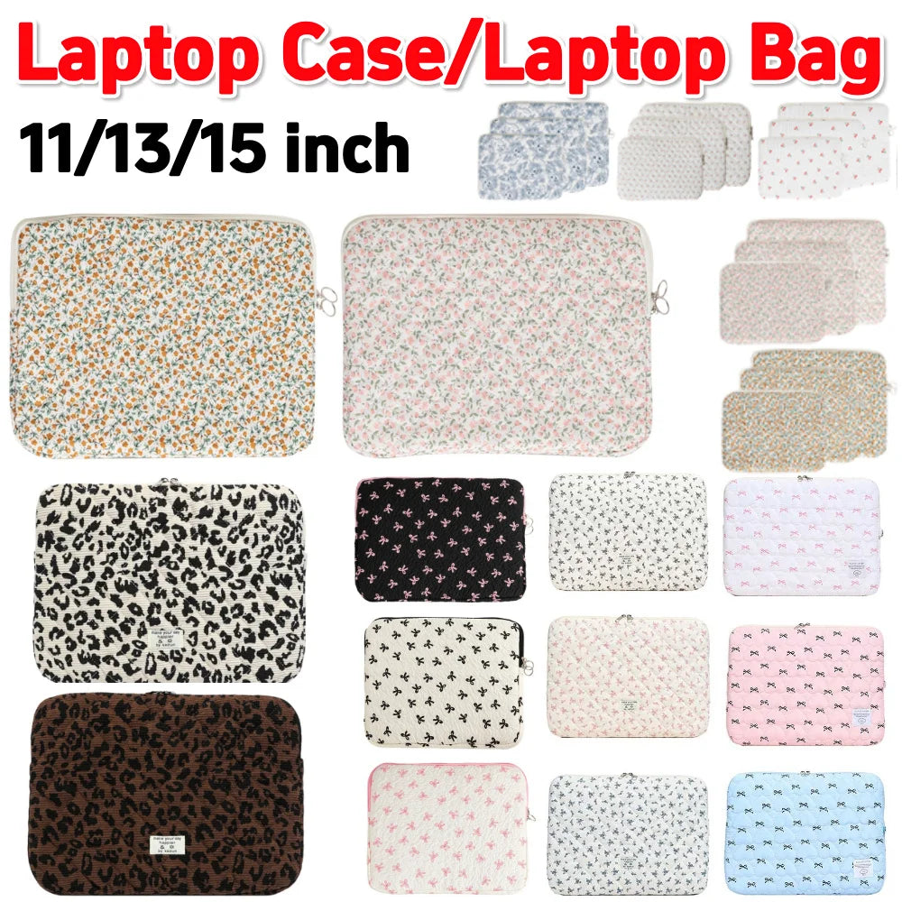 Quilted Laptop Sleeve | Floral & Solid Styles | 11, 13 & 15 Inch