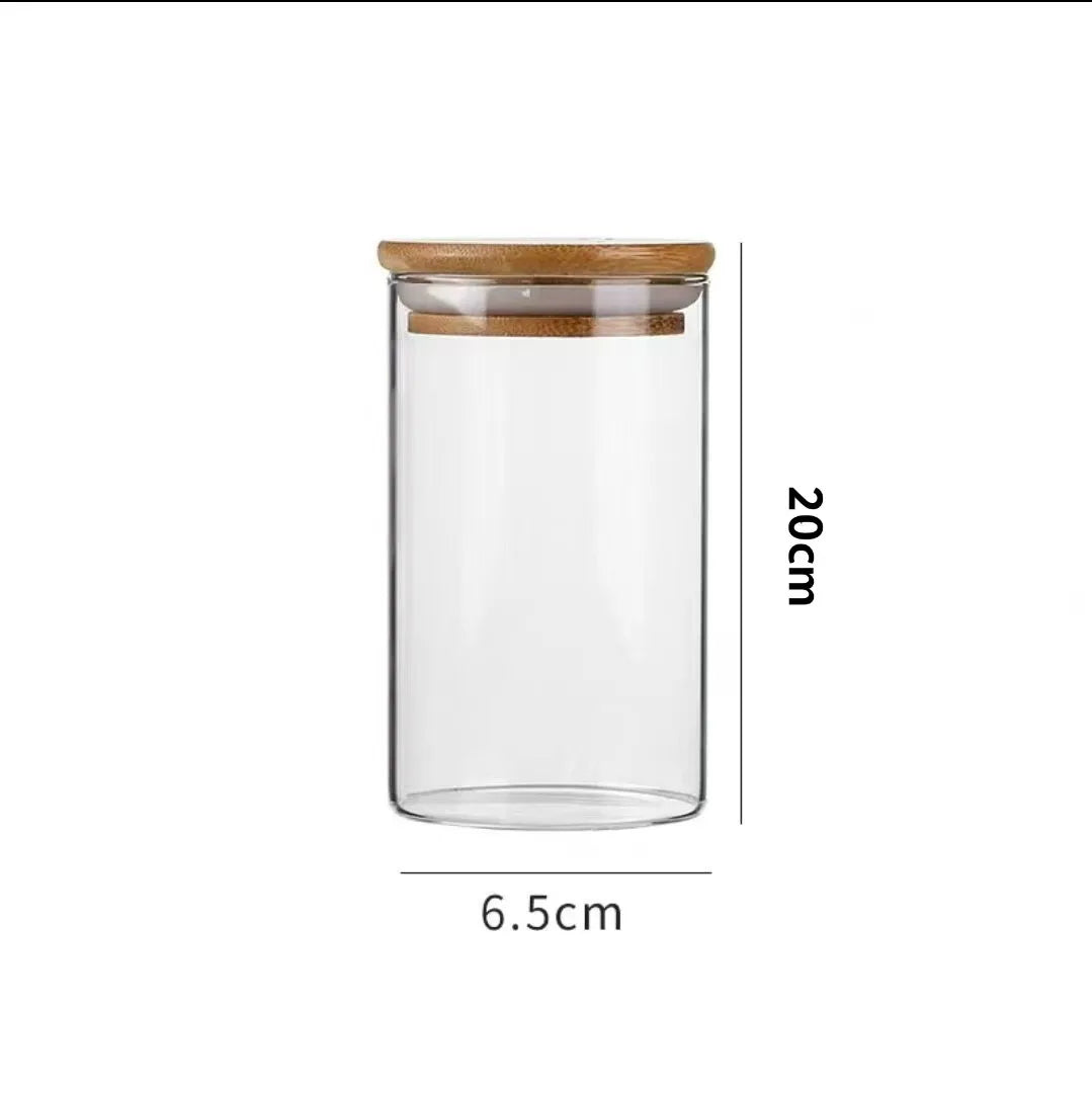 Glass Food Storage Jar with Wooden Lid | Airtight Kitchen Canister