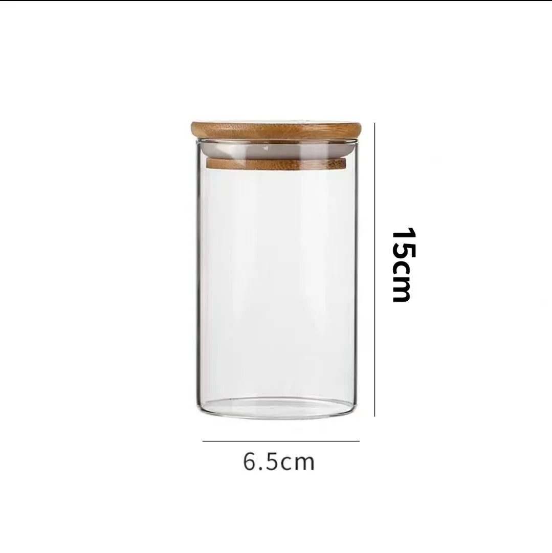 Glass Food Storage Jar with Wooden Lid | Airtight Kitchen Canister