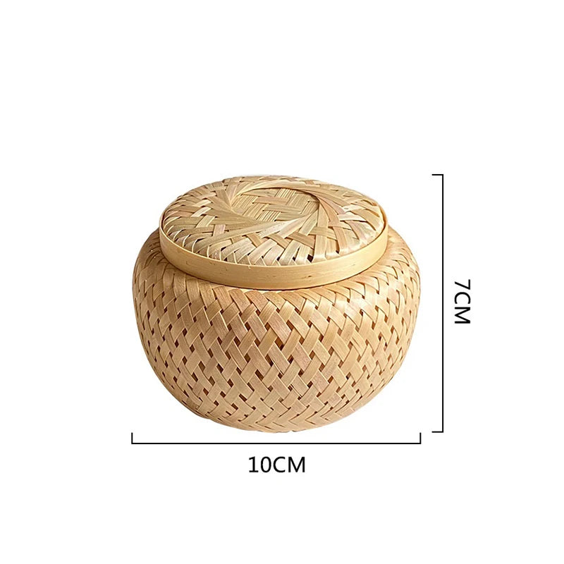 Handwoven Bamboo Storage Basket with Lid | Natural Home Organiser