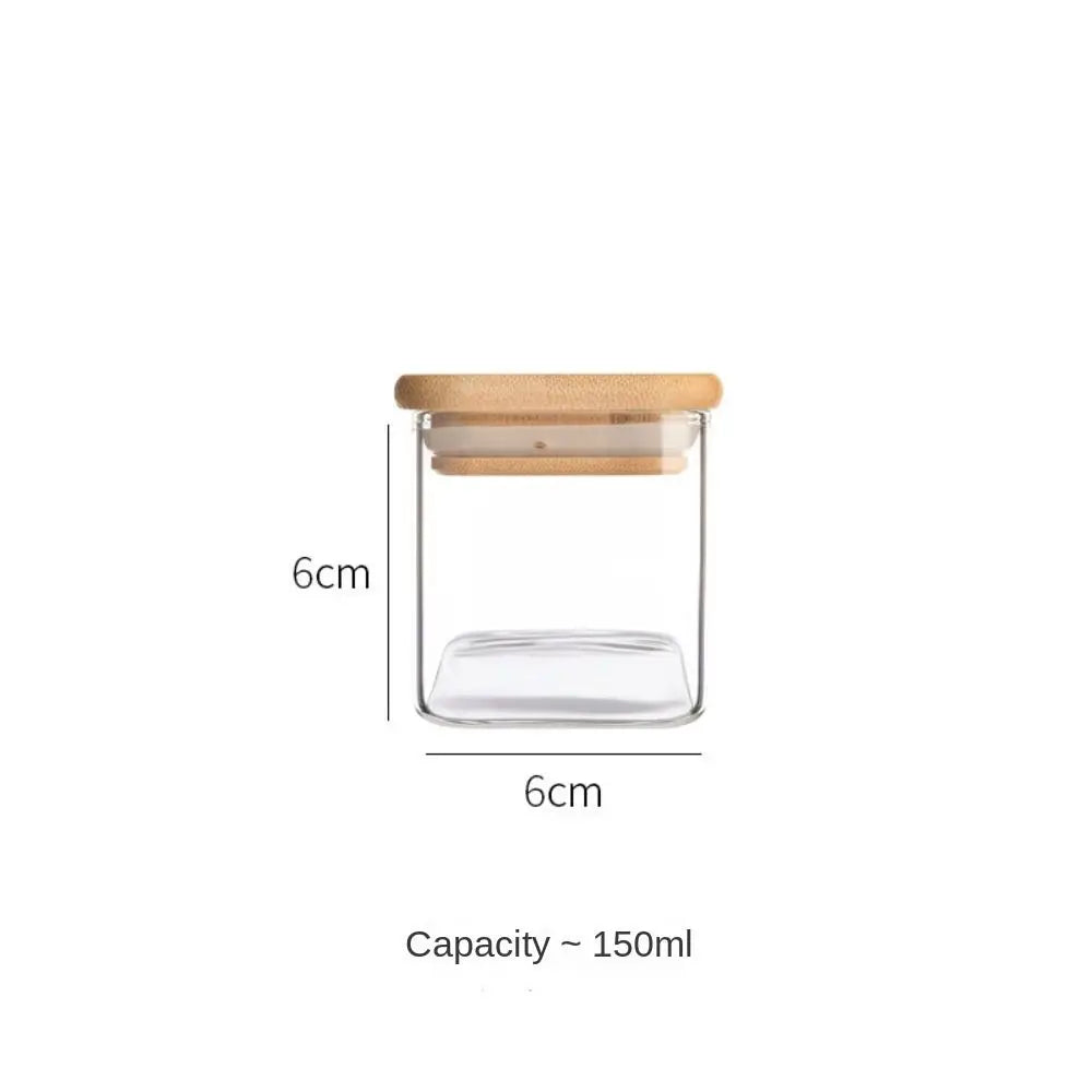 Glass Spice Jar with Bamboo Lid | Airtight Storage Canister