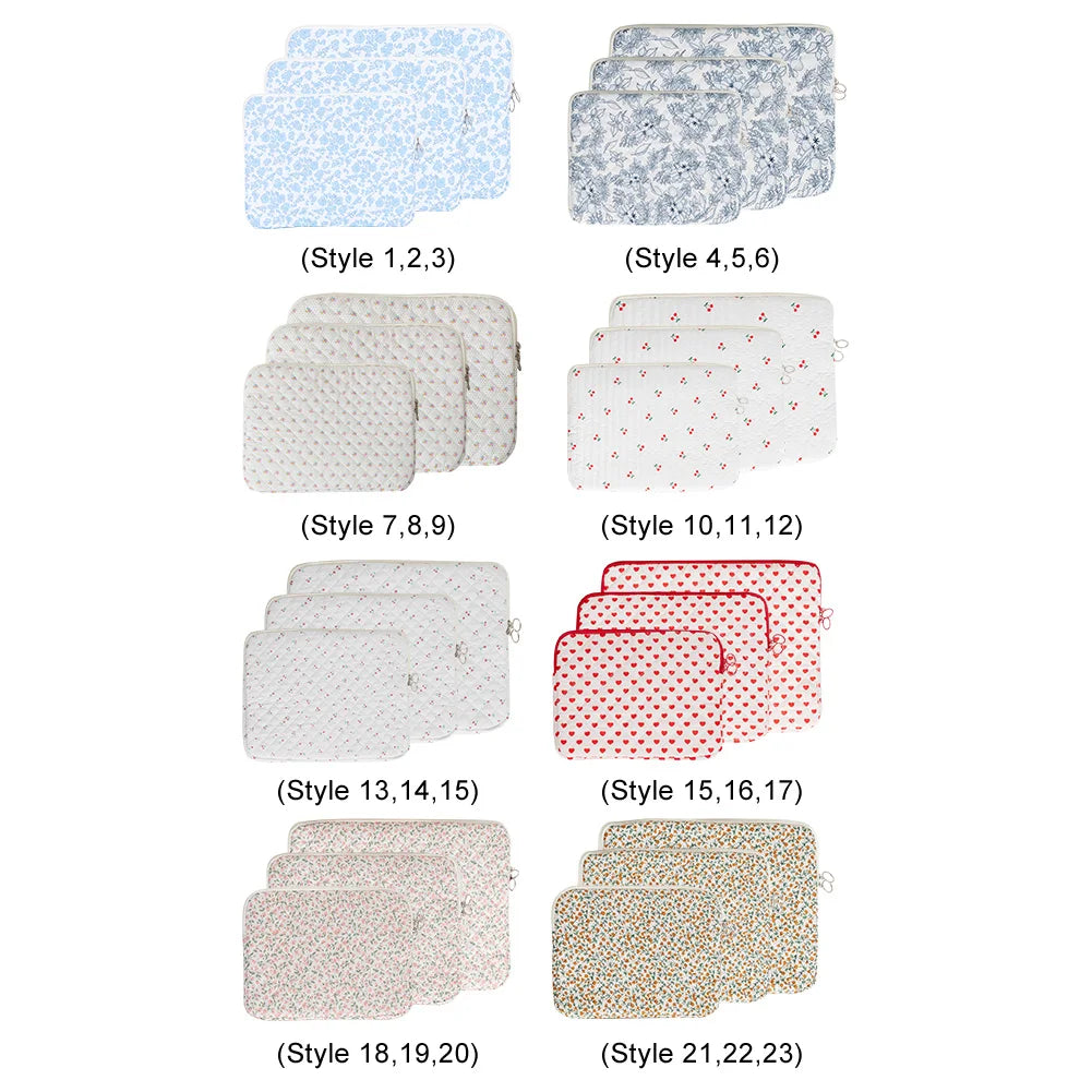 Quilted Floral Laptop Sleeve | 11, 13 & 15 Inch | 8 Colours