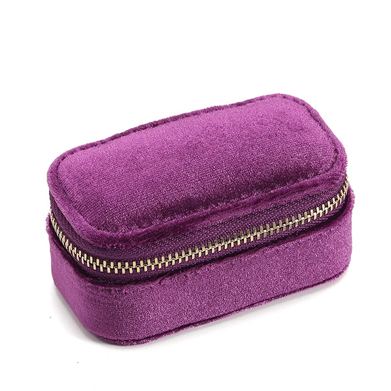 Mini Velvet Jewellery Box | Travel Zipper Case | 6 Colours