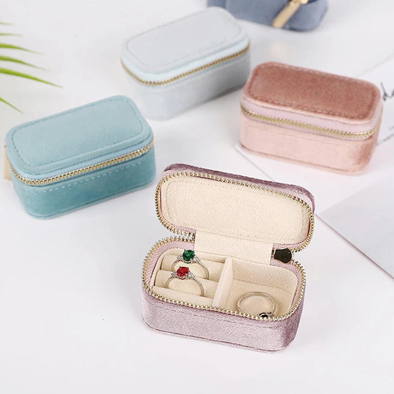 Mini Velvet Jewellery Box | Travel Zipper Case | 6 Colours