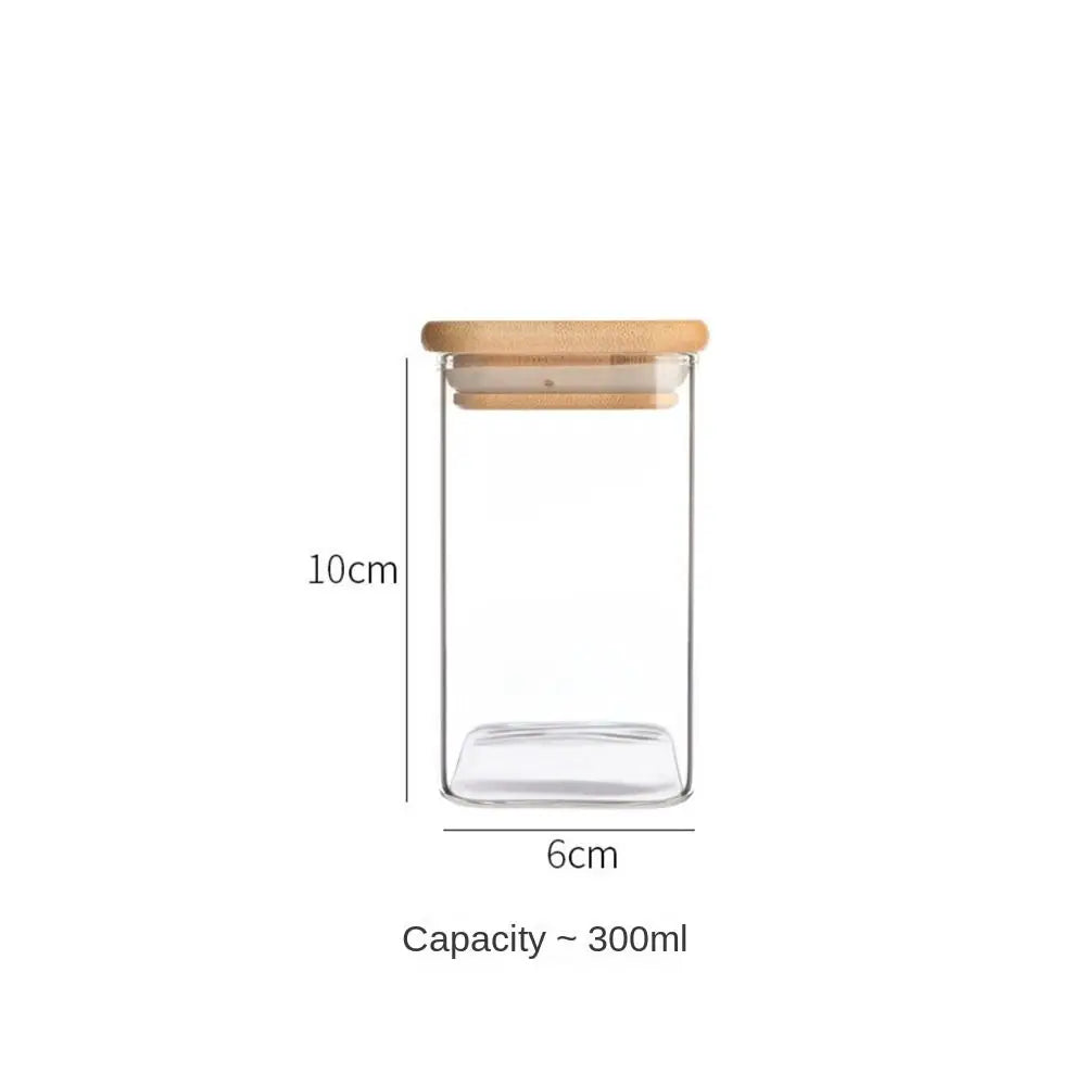 Glass Spice Jar with Bamboo Lid | Airtight Storage Canister
